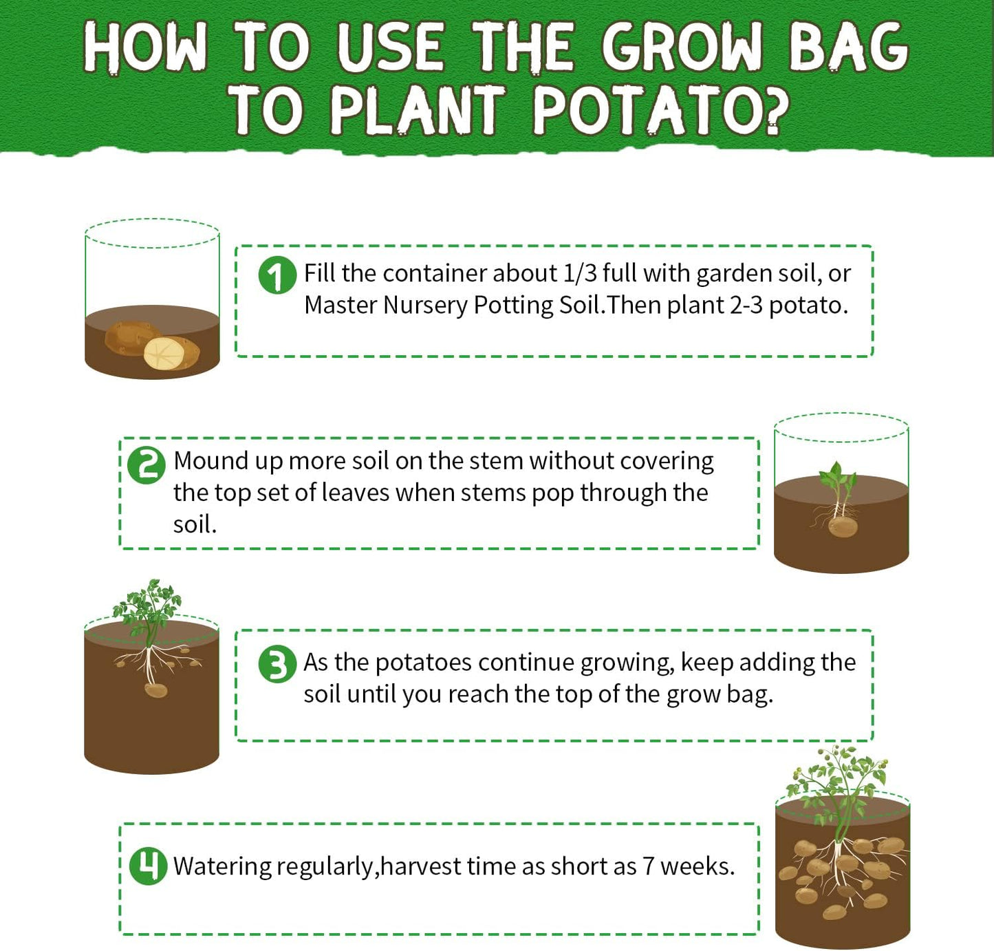 SCENGCLOS 10 Gallon Potato Grow Bags, 6 Pack, Two-Sided Transparent Flap, Breathable Non-Woven Fabric, Large Capacity, Durable Handle, Ideal for Indoor/Outdoor Use