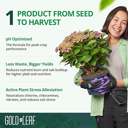 1L Gold Leaf Liquid Fertilizer Single-Step Plant Fertilizer with Every Essential Nutrient for Healthy Bigger Buds & Blooms, Optimized pH for Soil, Hydroponics, and Coco Growers
