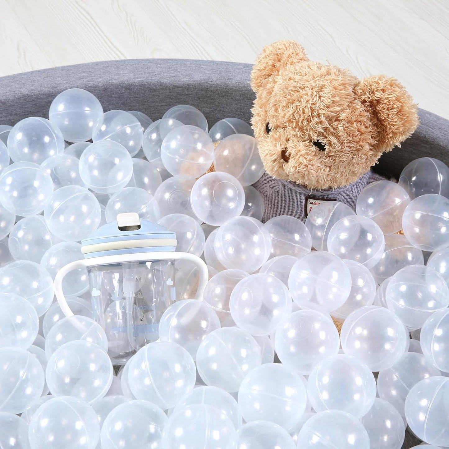 Ball Pit Balls for Kids, Plastic Refill 2.2 Inch Balls, 100 Pack, Bright Colors, Phthalate and BPA Free, Includes a Reusable Storage Bag with Zipper