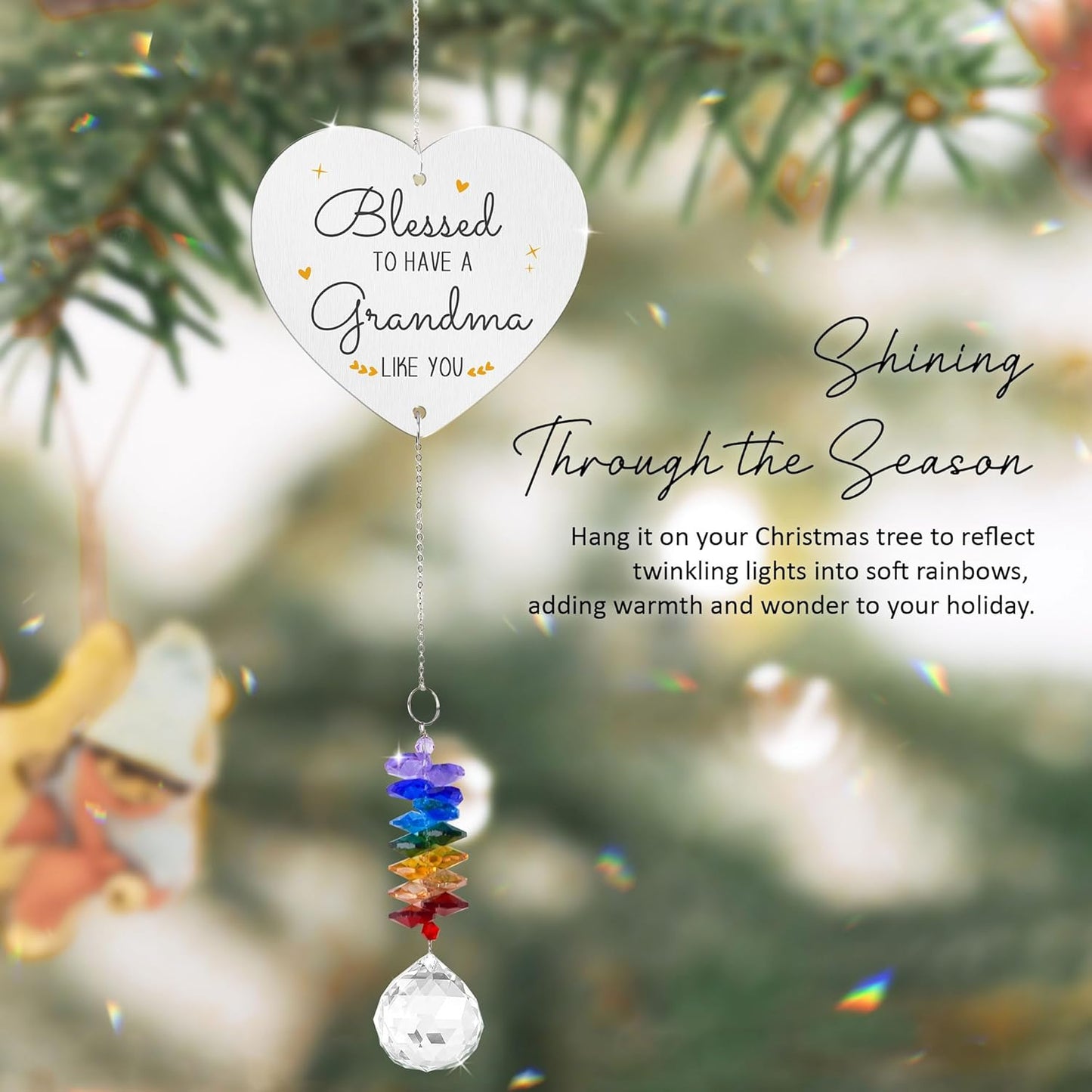 Gifts for Grandma - Nana Sun Catcher Birthday Gift - Crystal Suncatcher Rainbow Maker - Hanging Window Decor - Sentimental Keepsake - Gift for Grandmother from Grandkids