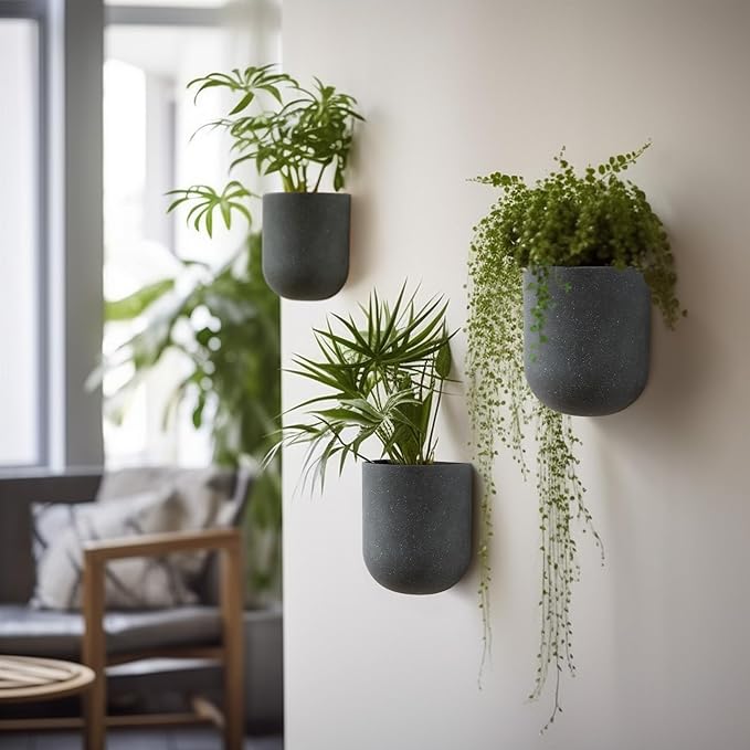 LA JOLIE MUSE Wall Hanging Planters for Indoor Plants,Hanging Flower Pots for Air Plants Succulent, Set of 2, 6 Inch, Weathered Gray