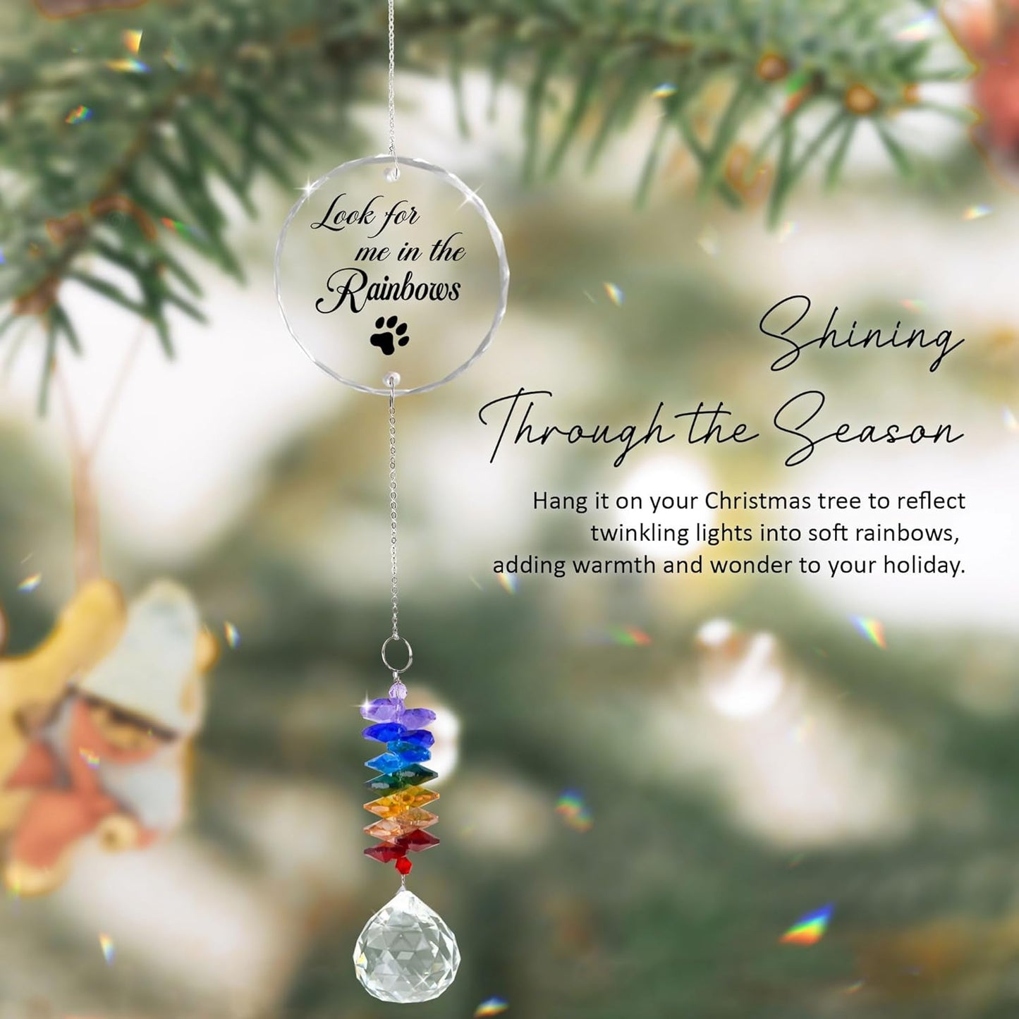 Pet Memorial Suncatcher - Pet Memorial Suncatchers - Dog Cat Loss Sympathy Gift - Rainbow Crystal Prism - Bereavement Keepsake - Pet Lover Gift - Daily Remembrance - Suncatcher Ornament
