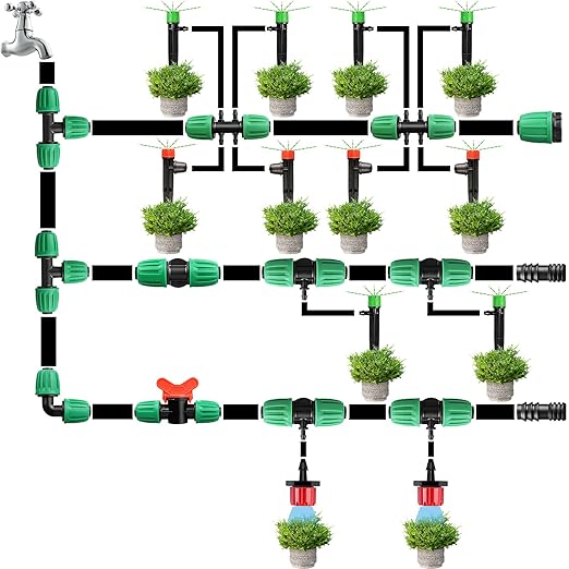 Drip Irrigation 1/2" Tee Fittings:1/2 Inch Drip Line Lock Barbed Tee Connectors for 1/2 Drip Irrigation Tubing (1/2" ID x 0.640" OD) Anti-Drop Three Way Drip Irrigation Parts (12 Pieces)