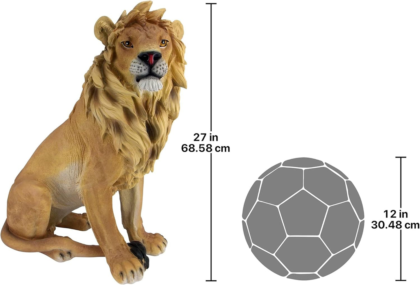 Design Toscano King of Beasts Lion Indoor/Outdoor Garden Statue, 13 Inches Wide, 21 Inches Deep, 27 Inches High, Handcast Polyresin, Full Color Finish