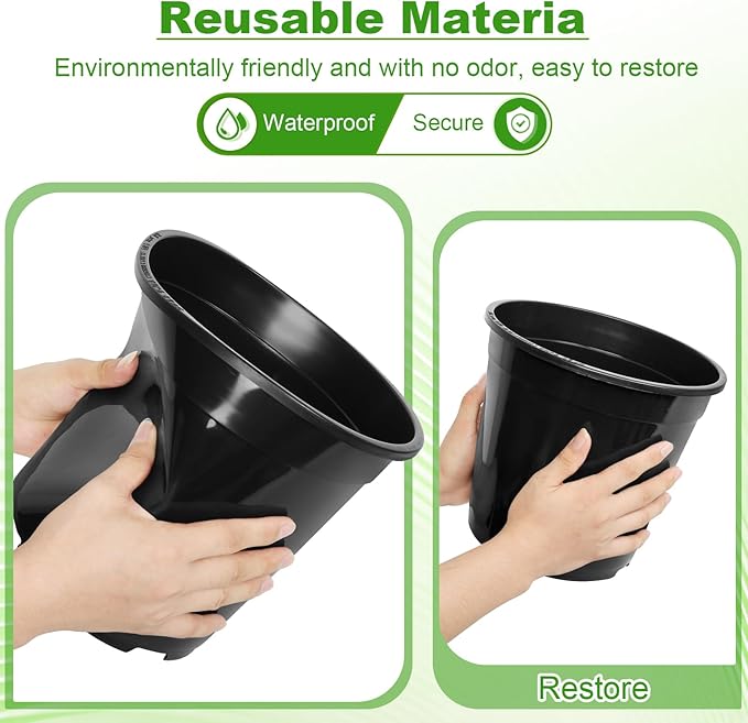 4pcs 10 Gallon Pots for Plants, 10 Gallon Plastic Nursery Pot with Drainage Holes, Planter Seedling Pots for Nursery Garden, Flowers, Succulent Outdoor Indoor (10 Gal- 4 Pack)
