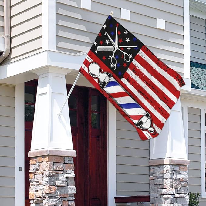 FLAGWIX American Flags, Barber Flag - 4th of July, Independence Day Decorations for Inside, Outside, Garden Flag (11.5" x 17.5") - USA House Garden Flags Premium Polyester, Decorative Outdoor Flags