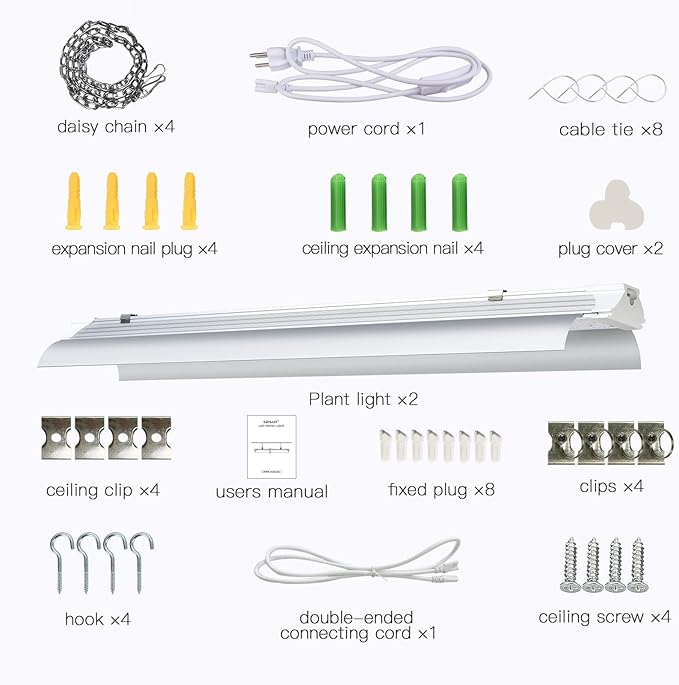 SZHLUX LED Grow Light 2ft 80W (2×40W) Full Spectrum 660nm 730 IR Included LED Plant Light for Indoor Plants, Linkable High Output Sunlight Grow Light Strips with Daisy Chain