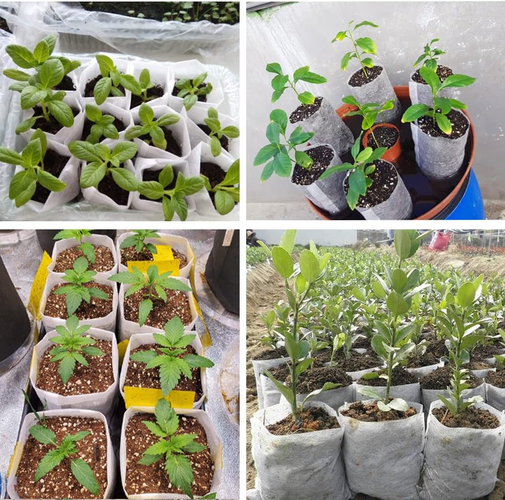 100Pcs Nursery Growing Bags,Non-Woven Fabric Seedlings Grow Bag for High Seedling Survival Rate,Plant Bags for Planting,Garden Seed Starters Pouch Small(4.2"x4.2")