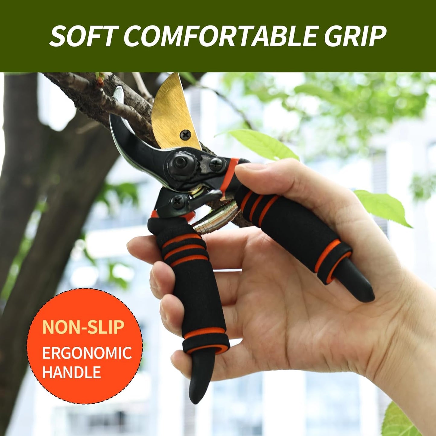 Gardening pruning shears, premium gardening pruning shears as sharp as a razor, heavy-duty gardening scissors — they can perfectly cut through anything in your yard.