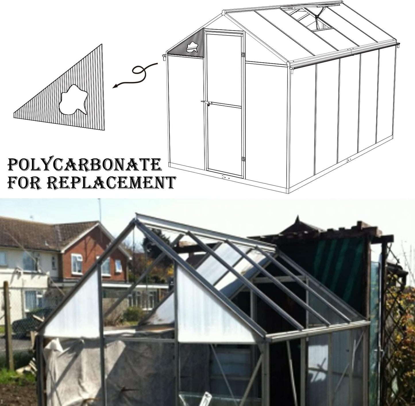 BPS 6Pcs 24"(W) x72(L)×0.16" Polycarbonate Panels, Waterproof UV Protected Reinforced Sheets, Outdoor Garden and Greenhouse Covering, Twin-Wall Clear Sheets
