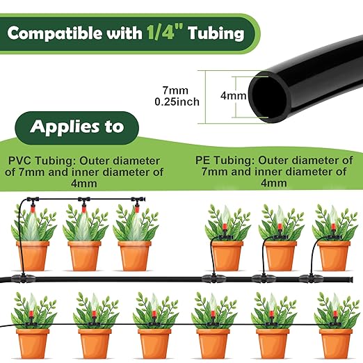20PCS Adjustable Drip Irrigation Emitters(Mist)Kit-Quick Connect for 1/4" Tubing, Water-Saving, Dual Adjustment System-Easy to Install Drippers for Precise Garden Watering of Vegetables,Shrubs&Flowers