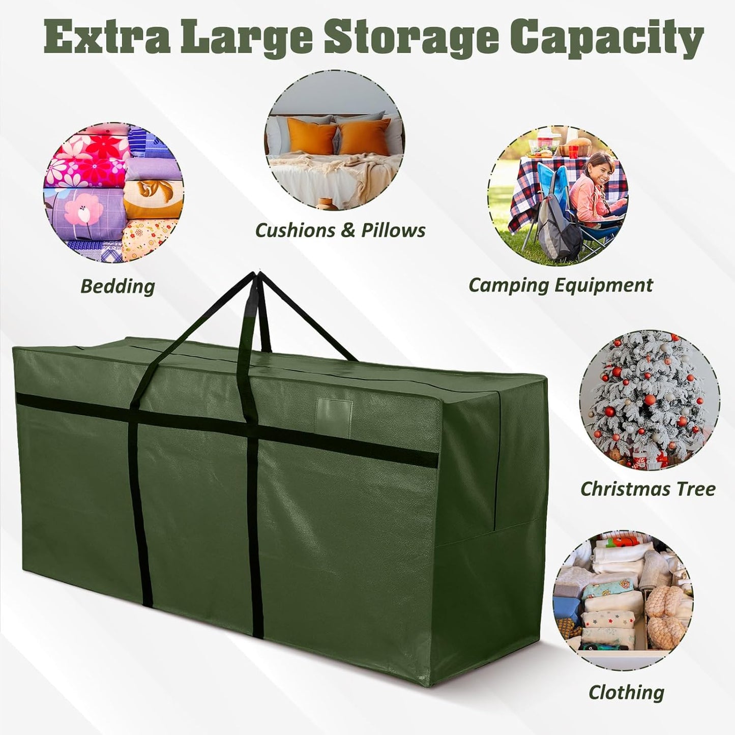 4 Pcs 176 Gallon Large Moving Bags with Zipper and Handles Foldable Storage Duffle Bags Heavy Duty Extra Large Totes for College Dorm Travel Clothes Blankets Bedding Moving (Green)