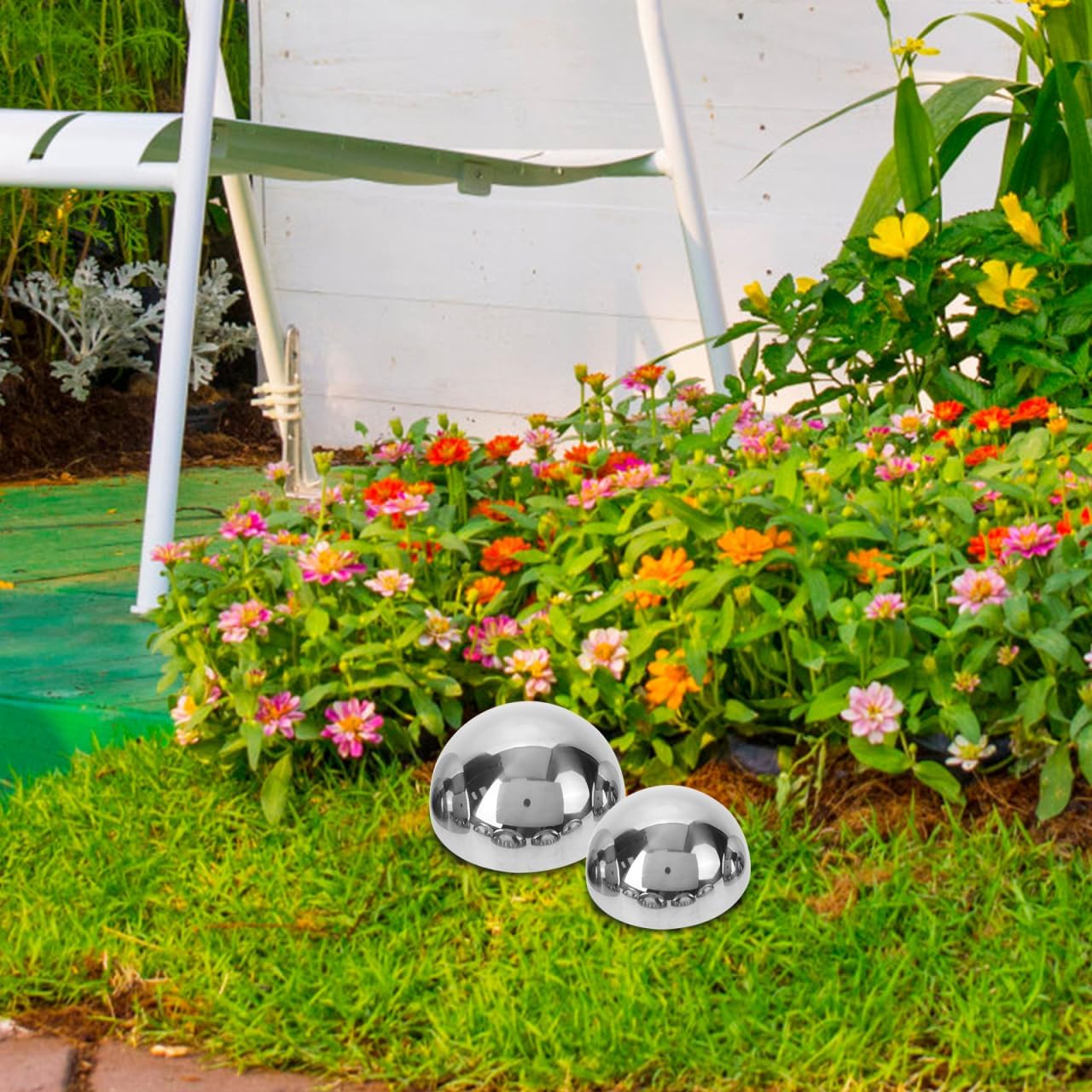 HANABASS 12Pcs Gazing Balls Reflective Hemisphere Stainless Steel Garden Mirror Globe Polished Ornament Sphere Hollow for Home Outdoor Pond Housewarming Swimming Pool Decoration