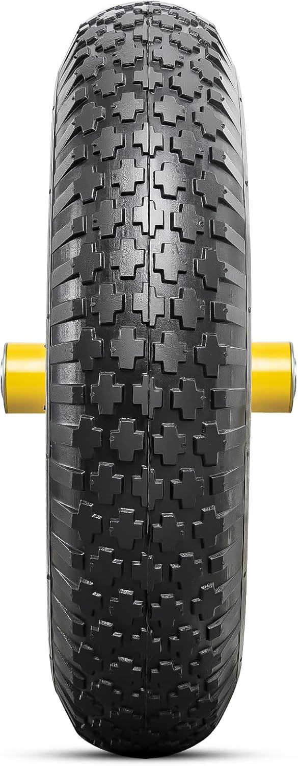4.80/4.00-8 Tires and Wheels, Replacement Pneumatic Tires 15-Inch Wheel with 5/8" Bearings Compatible with Hand Truck, Wheelbarrow, Wagon, Gorilla Carts Tires(Yellow, 2PCS) P-097