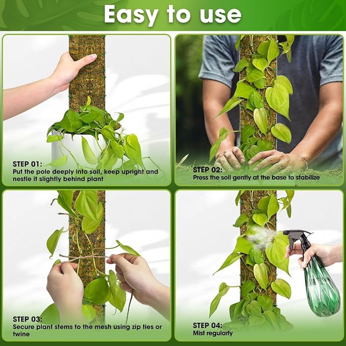 DUSPRO 59ββ D-Shape Moss Pole for Climbing Plants Monstera Moss Plant Pole Handmade Moss Stick for Indoor Plants Grow Upward (59'', 1pc.)