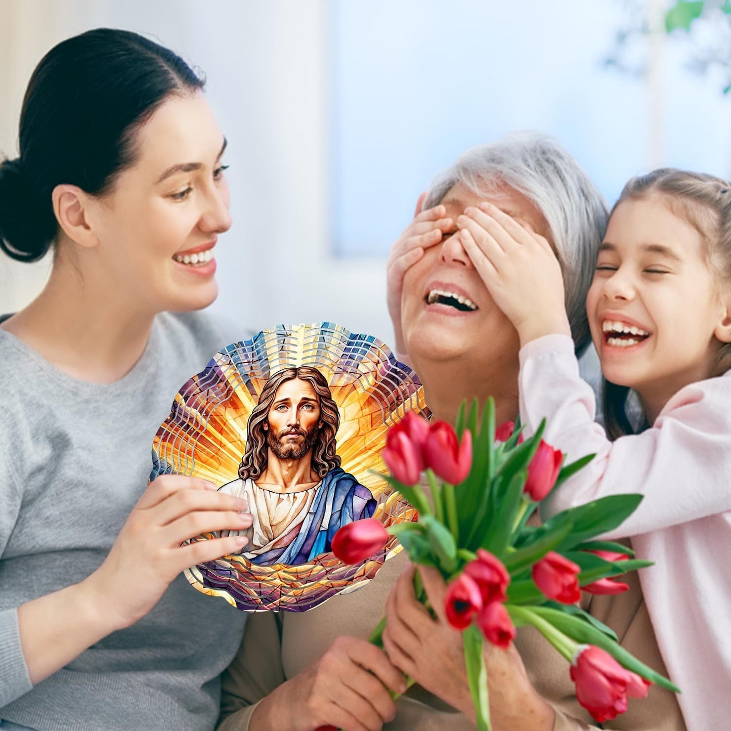 Jesus Wind Spinner, Jesus Wind Spinner Hanging for Yard and Garden, Unique Gift Wind Spinner, 3D Hanging Wind Spinner Outdoor