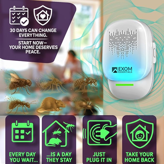 T-26, Ultrasonic Pest Repeller Wall Plug-in Most Effective Than Repellents - Get Rid of - Rodents, Squirrels, Mice, Rats, Bats, Roaches, Ants, Spiders, Bed Bugs, Мosquito, Insects, Fleas (6 Pack)