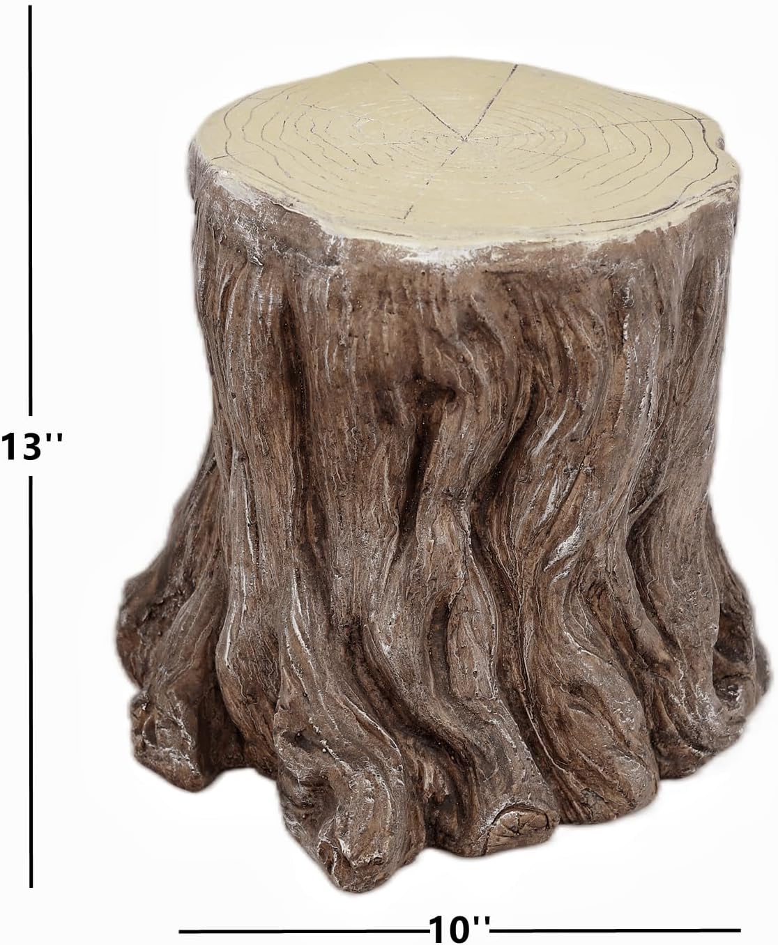 13''H Tree Stump Statue Stool with Faux Wood Grain Finish Magnesium Oxide Stump Sculpture Stump Side Table Garden Pedestals Tree Stump End Table for Indoor/Outdoor Patio Yard Garden Porch Decor