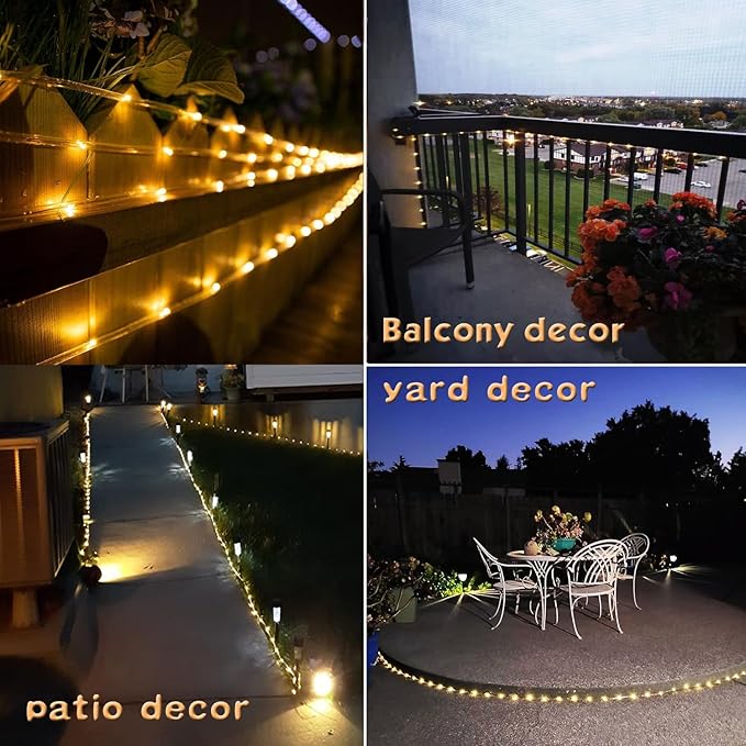 Solar Rope Light 2 Pack Waterproof IP65 39FT 100LEDs Outdoor LED Solar Outdoor Lights for Party Garden Yard Home Wedding Christmas Halloween Holiday Tree Decoration Lighting