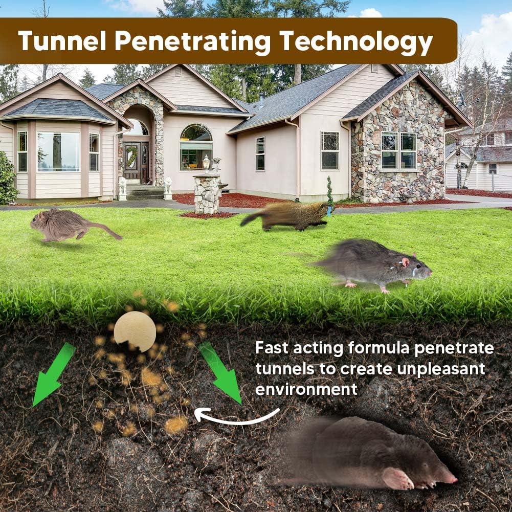 Mole Repellent, Gophers Repellent, Vole Repellant Outdoor, Armadillo Repellents Garden, Groundhog Repellant, Moles Deterrent for Lawn-10P