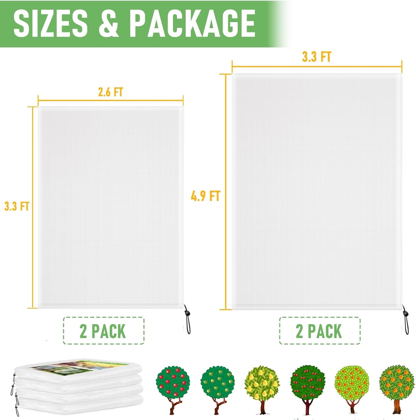 Fruit Tree Netting, Blueberry Bush Netting Cover for Garden Protection, 4Pcs Garden Plant Netting Pest Barrier for Raised Beds for Strawberry, Tomato, Bug Mesh Net from Bird, Cicadas