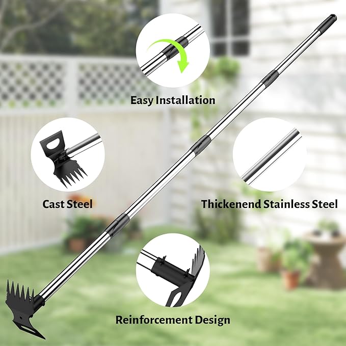 Weed Puller Tool with Long Handle β Garden Weeder Tool & 2-in-1 Garden Hoe for Easy Weeding in Yard, Lawn, Patio, Backyard and Farm