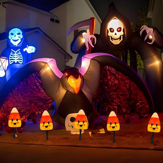 7Ft LED Halloween Decorations Outdoor Pathway String Lights, 4 Pack Thanksgiving Corncob Walkway Lights for Outdoor Halloween Party Patio Yard Walkway Garden Decoration and Lighting