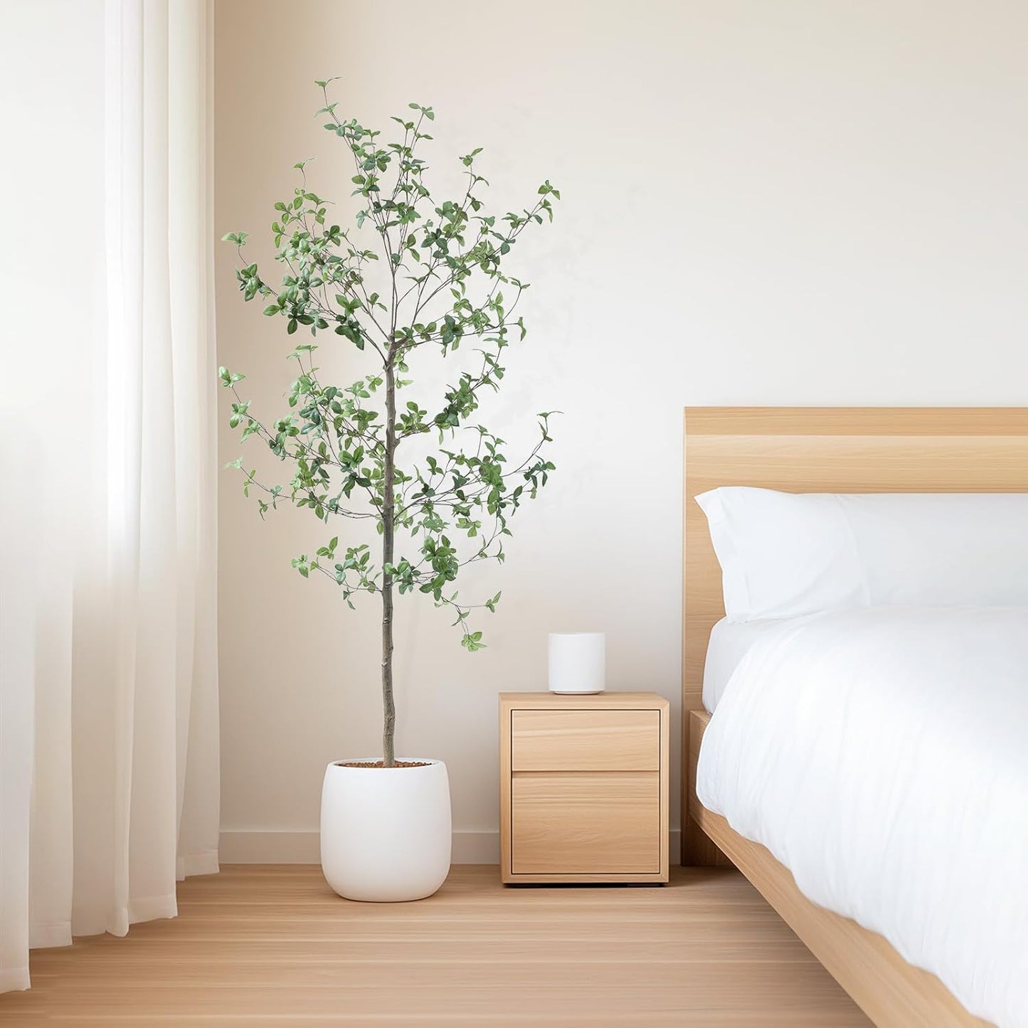 Bellacat 6ft Faux Quince Leaf Tree with Lifelike Leaves & Realistic Trunks, 72in Artificial Quince Leaf Tree for Garden, Home, Office, Porch, Balcony,Living Room Decor.
