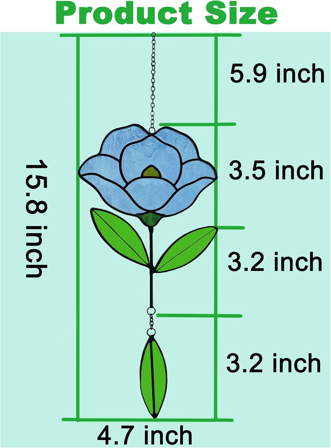 Flower Suncatchers, Stained Glass Window Hangings, Garden Suncatchers for Window and Wall Decor (B-Light Blue)