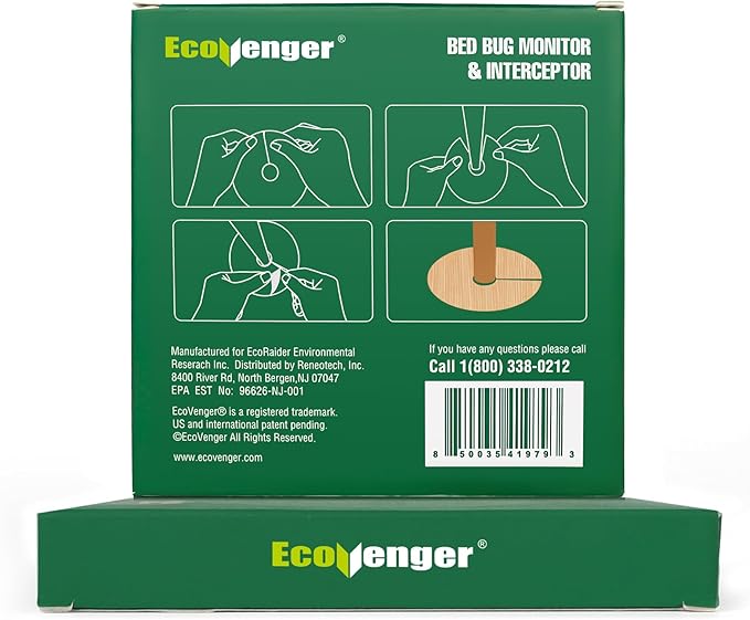 EcoVenger Bed Bug Monitor & Interceptor Super Glue Traps 48 Ct, Discreet Floor Color Classic Oak, Blocks Bed Bugs' Access to Beds/Futon/Couch, for Hard Floor, New Upgraded Version Easier to Peel & Use
