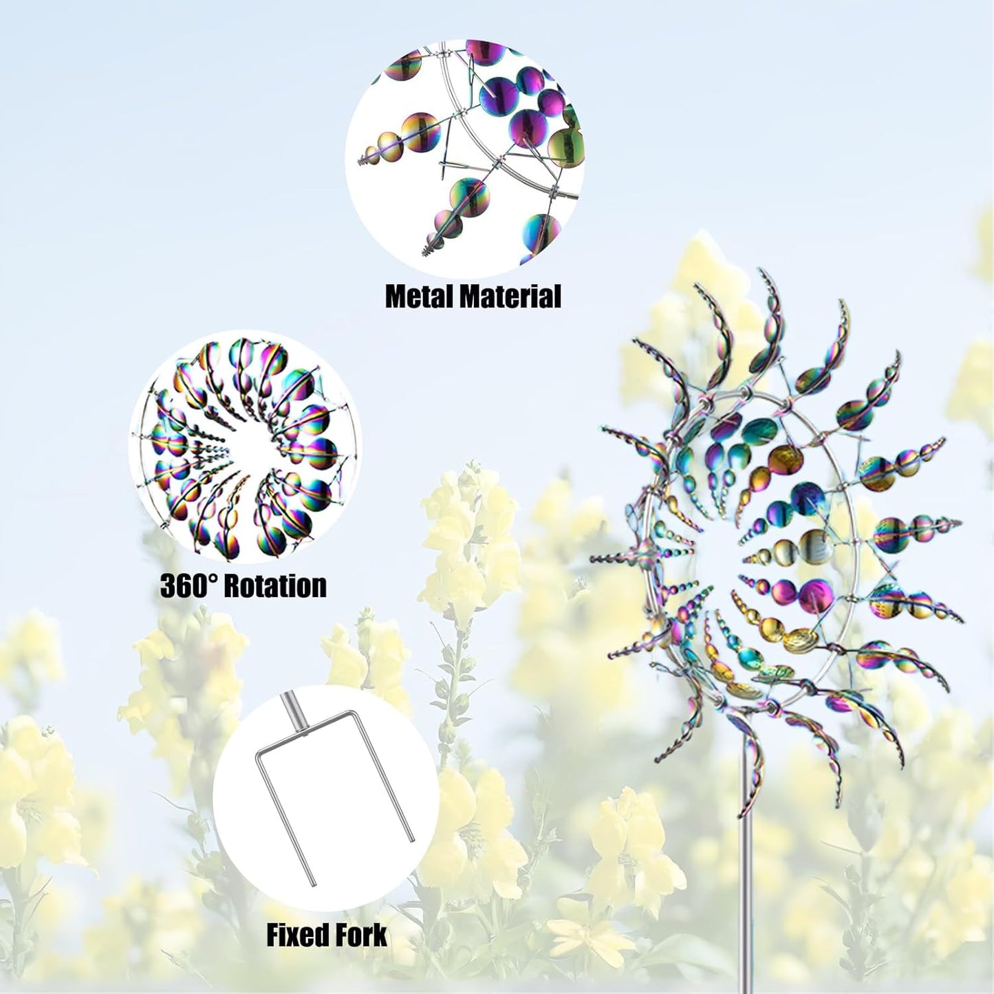 Windmill for Yard and Garden, Wind Spinner, Magical Metal Windmill for Backyards, 3D Wind Sculptures & Spinners Outdoor, Kinetic Garden Sunflower Wind Spinners (Colorful)