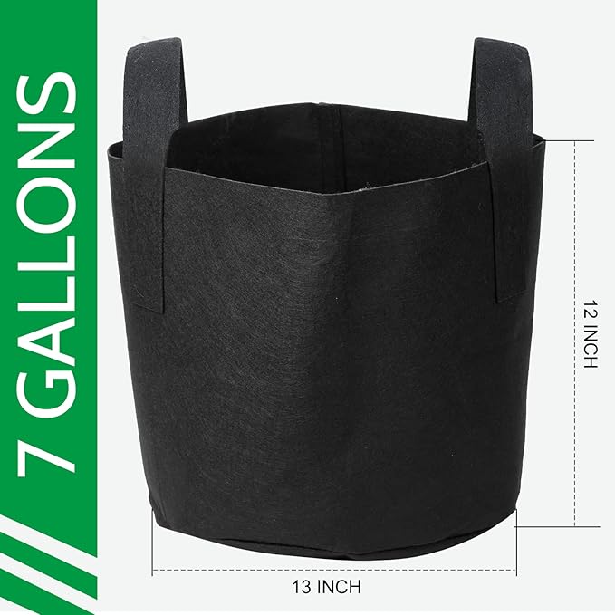 JERIA 24-Pack 7 Gallon Nonwoven Grow Bags, Plant Grow Bags,Heavy Duty Aeration Fabric Pots with Durable Handles, Come with 24 Pcs Plant Labels