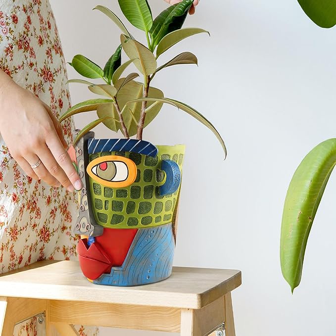 Abstract Face Planters Pots Head,Unique Head Planter for Indoor Plants,Funny Face Flower Pot,Colorful Plant Pots for Outdoor Garden Deco and Home Art Decoration(Modern)