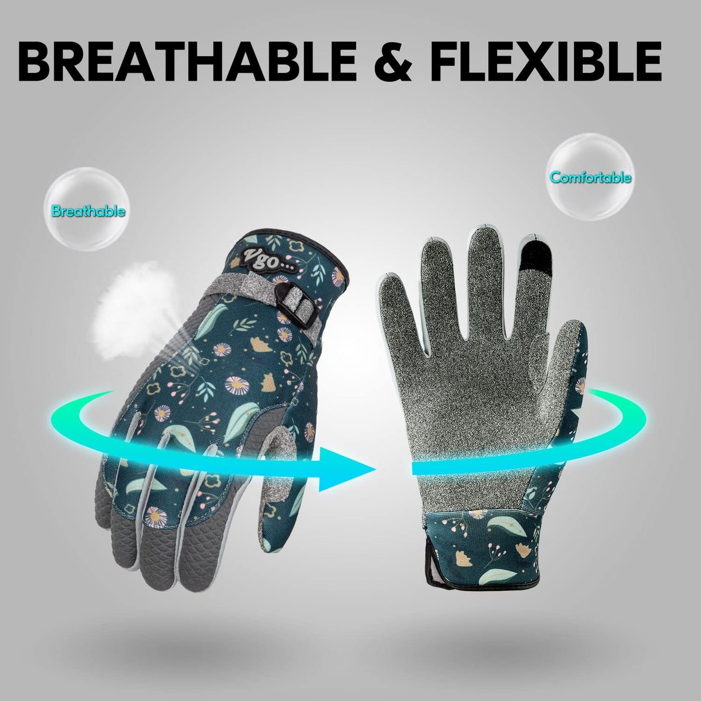 Vgo... 1 Pair Ladies' Multi-Purpose Gloves, Washable Gardening Gloves (Size S, Green, SL7466)