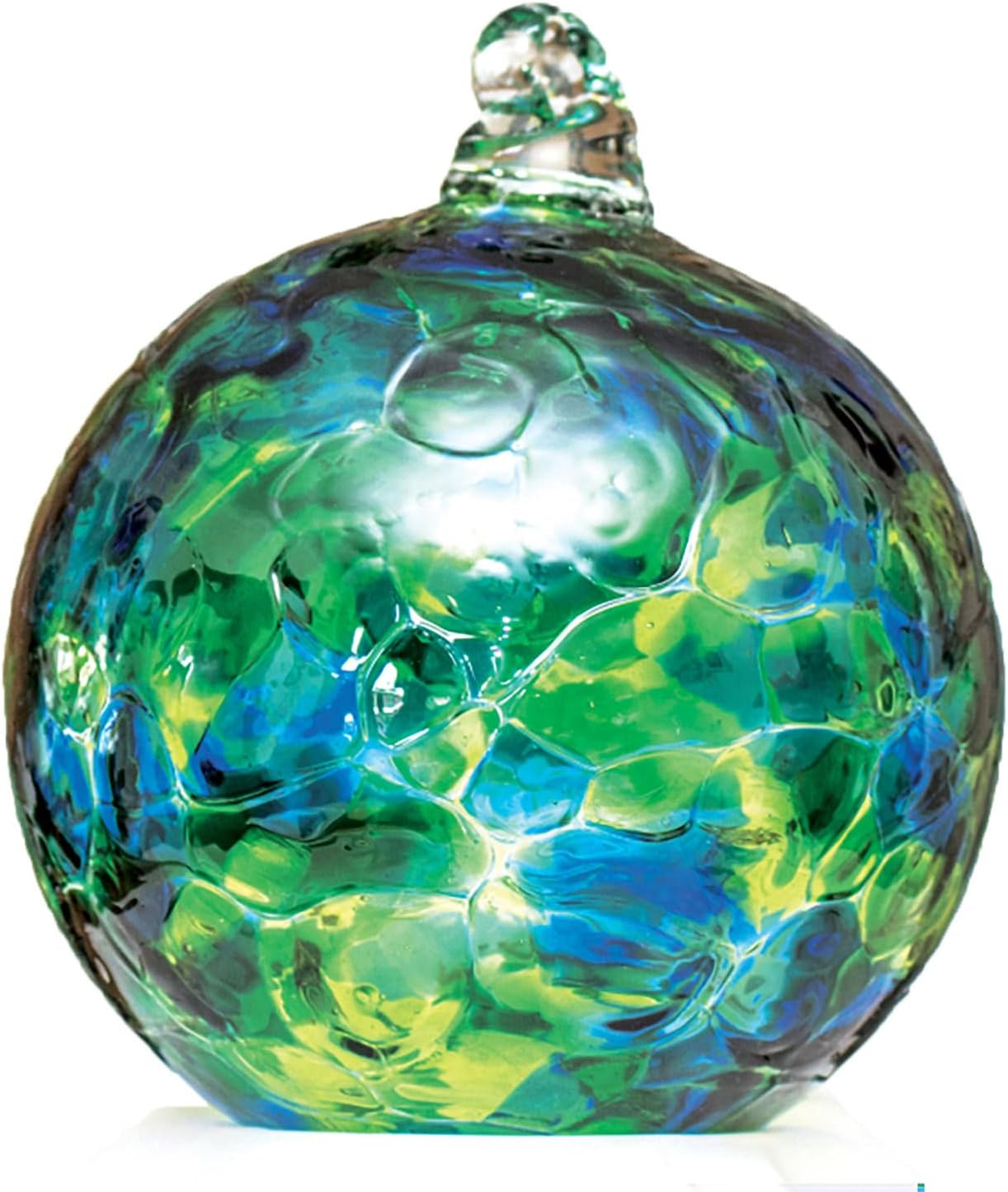 Large Friendship Glass Ball Globe - Green 4.7 inch Hand Blown Handmade Hanging Garden Gazing Ball Indoor Outdoor Home Décor