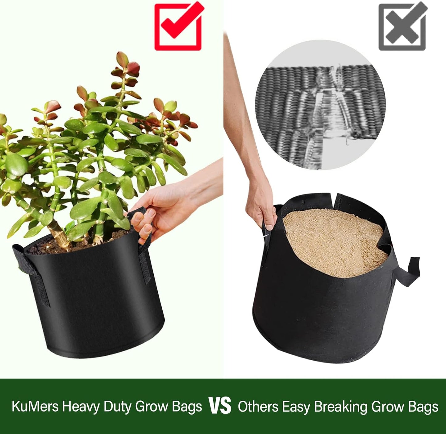 12 Pack Grow Bags 3 Gallon, 300G Heavy Duty Thickened Non-Woven Plant Bag Plant Fabric Pots with Handles Planting Bags, Pot for Plants