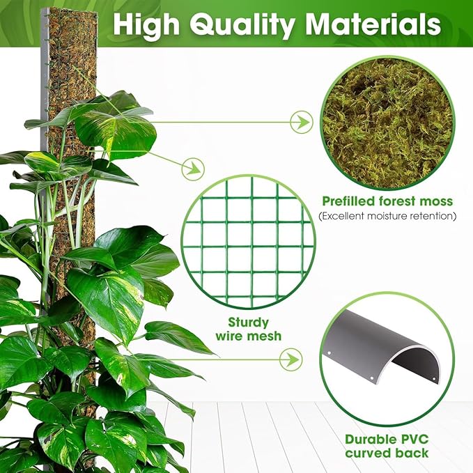 DUSPRO 59ββ D-Shape Moss Pole for Climbing Plants Monstera Moss Plant Pole Handmade Moss Stick for Indoor Plants Grow Upward (59'', 1pc.)