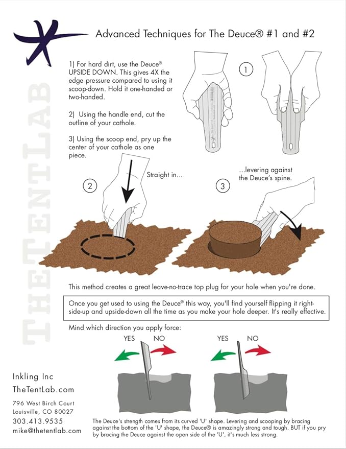 DirtSaw® Deuce #1 - .45 oz Ultralight Backpacking Trowel, Color: madeinUS_Sky