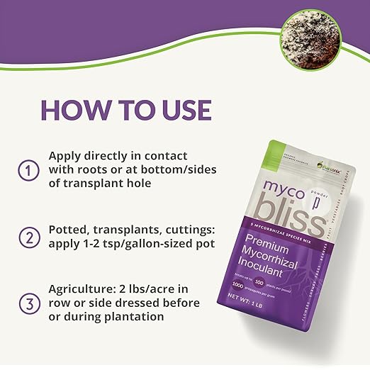 Myco Bliss Powder (200 g) - Mycorrhizal Fungi for Soil - 5 Strain Mycorrhizal Inoculant with 1000 Propagules Per Gram - Highly Concentrated Mycorrhizae for Plants, Potting Soil, & Garden Soil