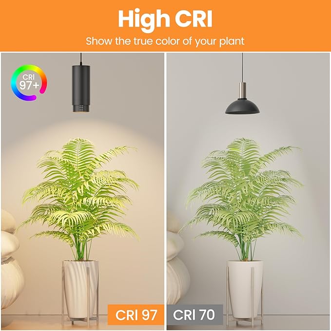 Remote Control Hanging Grow Lights for Indoor Plants, 30W Hanging Plant Light with Auto On/Off Timer, Full Spectrum LED Grow Light 3000K-5000K, Dimmable Plug in Pendant Hanging Lights, Black