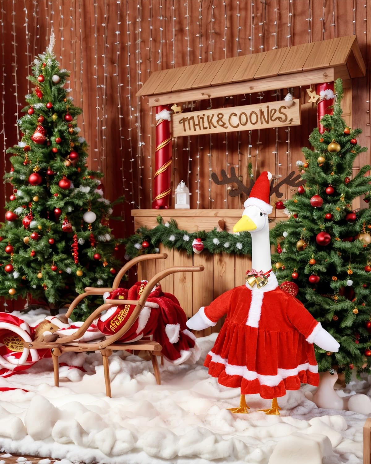 Christmas Porch Goose Outfits - Red Santa Claus Custome for 23 inch Porch Goose, Christmas Outdoor Decor for Lawn, Yard & Garden