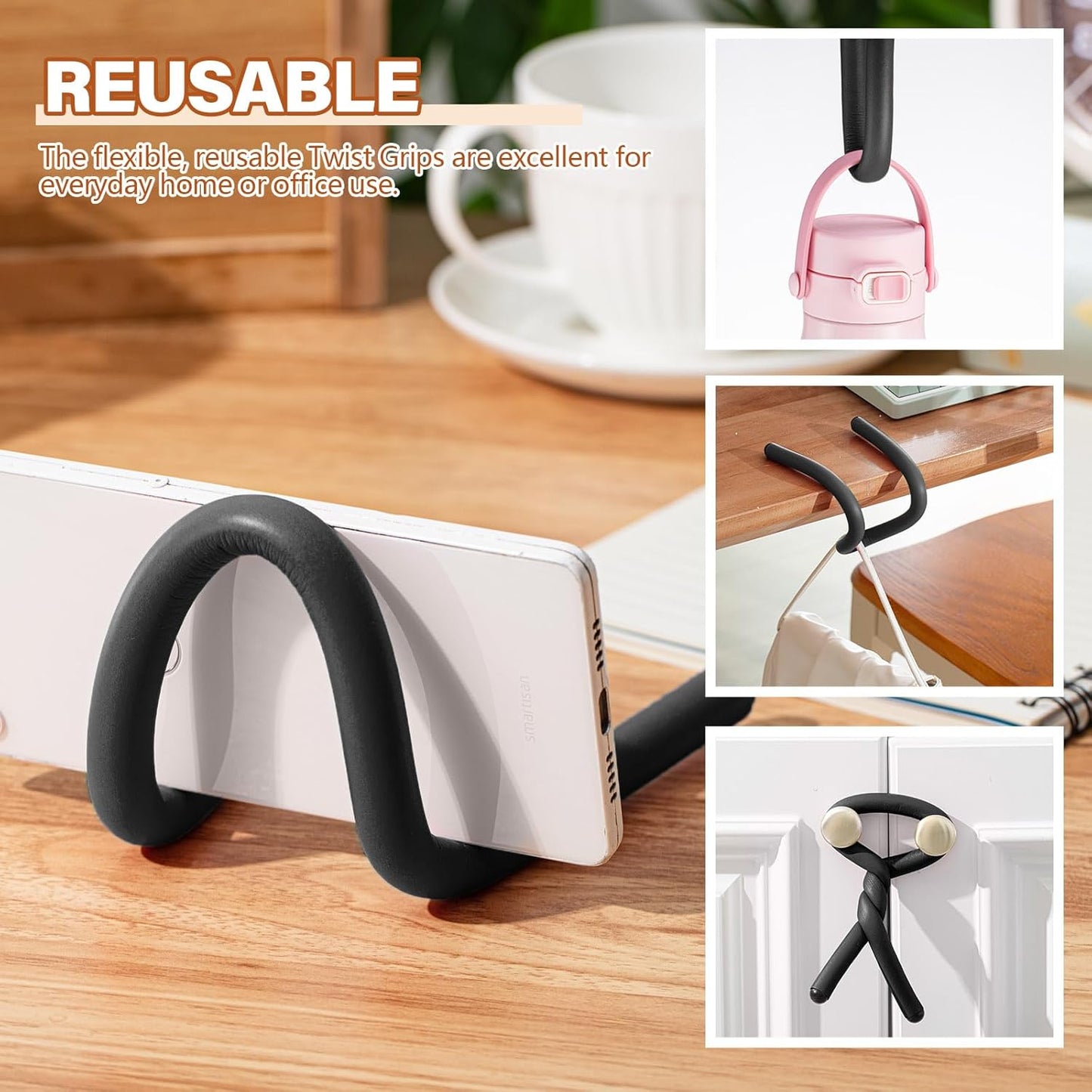 20 Pcs 17 Inch EVA Foam Twist Rubber Ties Reusable Bendable Cable Tie Straps Flexible Heavy Duty Twisty Ties for Organizing Cords Bundling (Black)