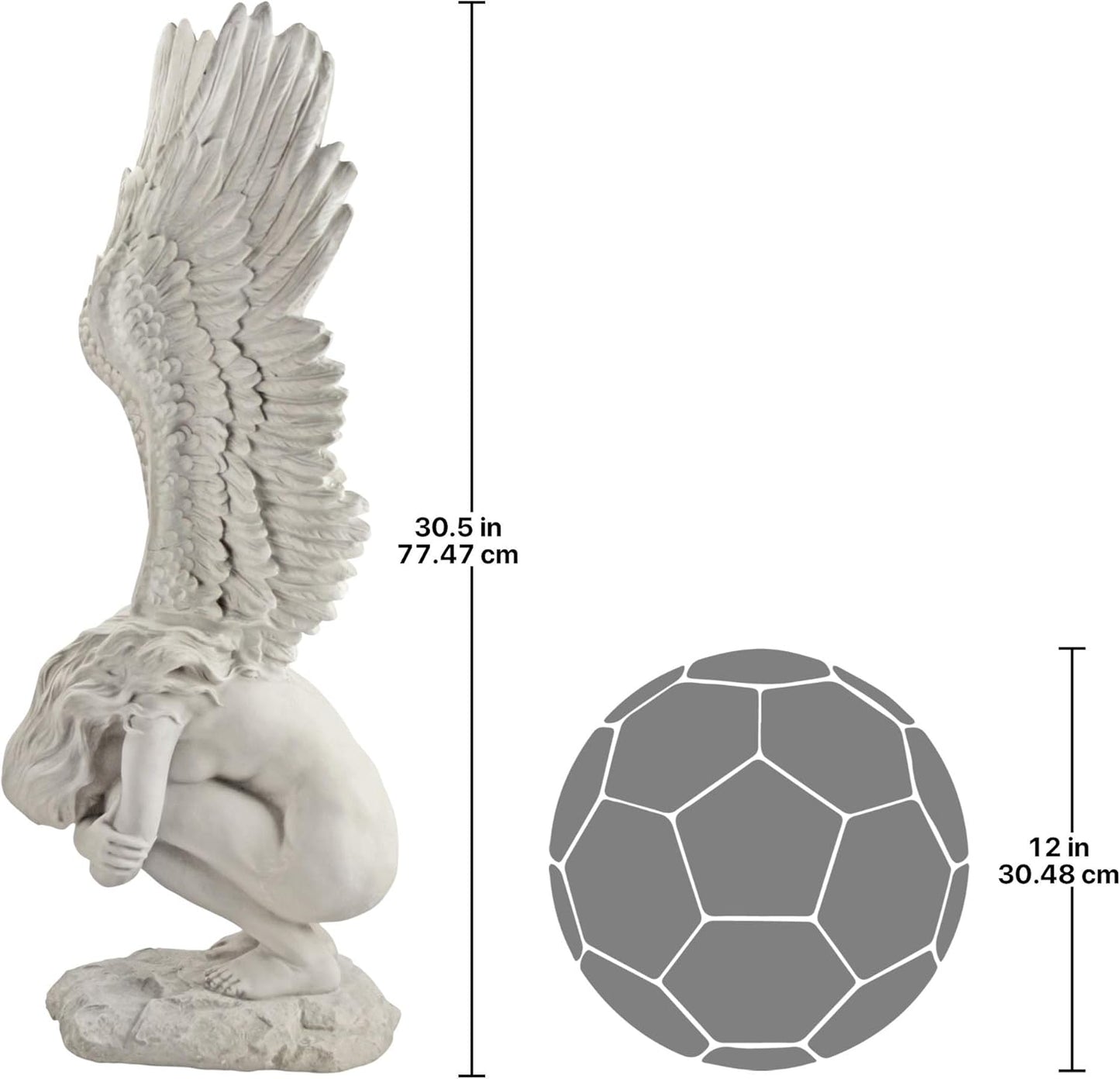 Design Toscano Remembrance and Redemption Angel Religious Indoor/Outdoor Garden Statue, Large 30 Inch Tall, Cast Stone Resin, Antique Stone Finish