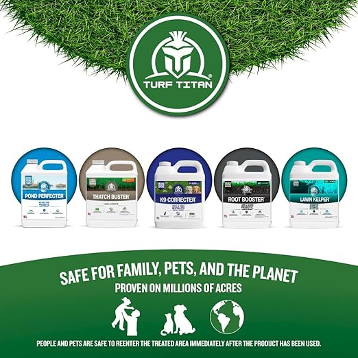 Turf Titan Drought Defender - Liquid Lawn Fertilizer Concentrate - Kelp Fertilizer for All Grass Types and Vegetables - Liquid Fertilizer for Lawns During Summer - 2.5 Gallon