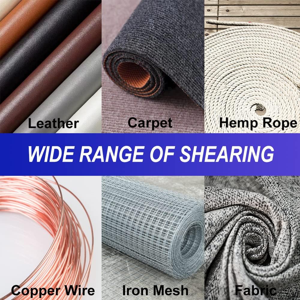 Heavy Duty 8'' Multipurpose Scissors with Protective Cover, Stainless Steel Serrated Blades, Easy Cutting Cardboard, Leather, Fabric, Wires, White