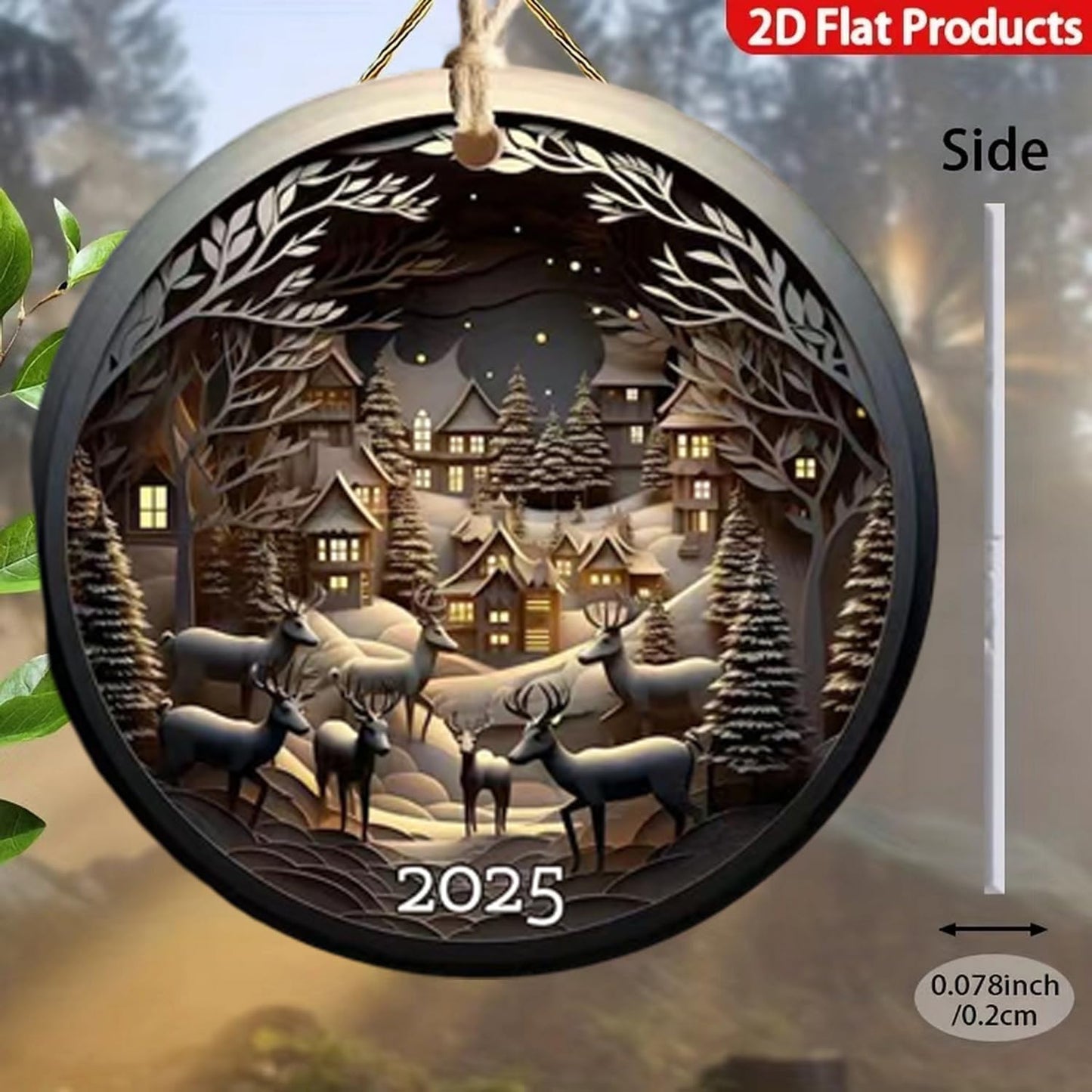 7.87inch Christmas Sun Catcher for Window Hanging with Acrylic Designs Round Acrylic Hanging Suncatcher for Garden Decor ,Wall Home, Kitchen, Housewarming Women Neighbor Winter Xmas Decor Gifts
