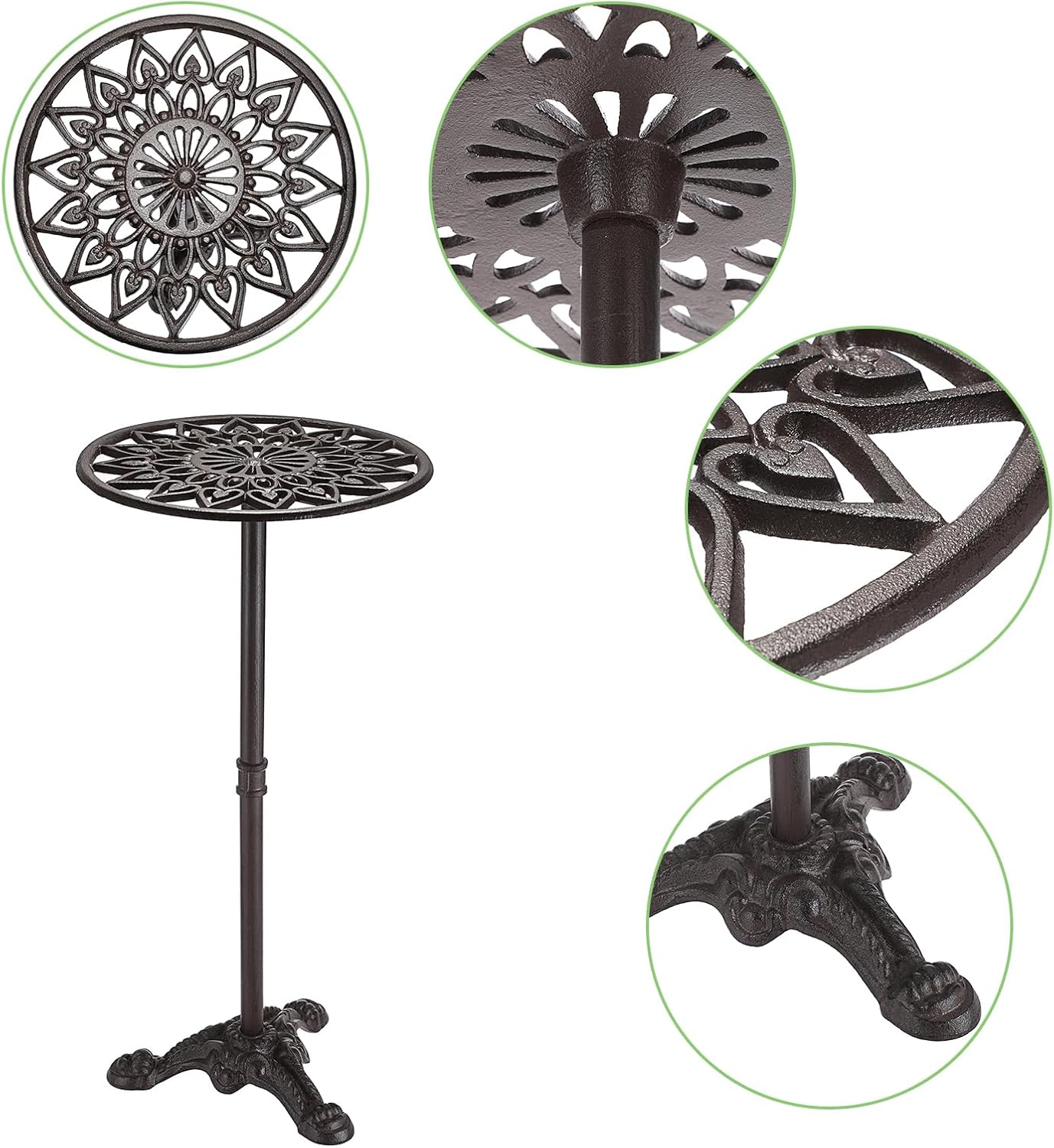 OwnMy Cast Iron Tall Plant Stand Heavy Duty Vintage Flower Pot Holder Stand, Decorative Round Potted Plant Holder Rack, Indoor Outdoor Metal Plant Holder Wrought Iron Large Plant Stand for Home Garden