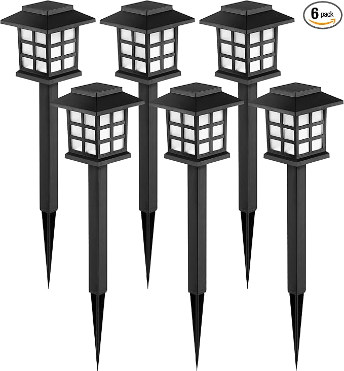 GIGALUMI Solar Outdoor Lights,6 Pack LED Solar Lights Outdoor Waterproof, Solar Walkway Lights Maintain 10 Hours of Lighting for Your Garden, Landscape, Path, Yard, Patio, Driveway