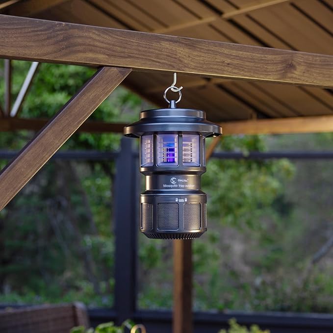 OWLTRA OMT-L20 Indoor & Outdoor Electric Insect Trap, Catcher & Killer Lamp for Mosquitoes, Biting Flies, Wasps, Moths, Sink Bugs, No-See-Ums and More with Light Attraction and Fan Suction, Gray