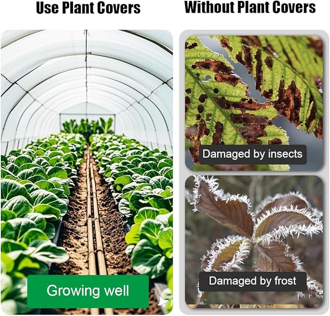 Plant Covers 10Ft x 33Ft, Plant Protectors from Animals, Garden Floating Row Covers for Raised Beds/Vegetables, Insect/Sun/Pest Protection (1.2 oz/yd², White)